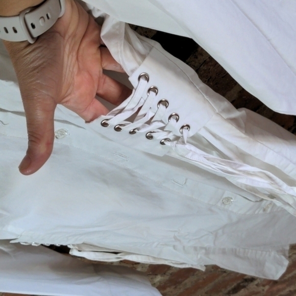 Ziggo Medium White Shirt Dress with Cinch Waist - Picture 3 of 9